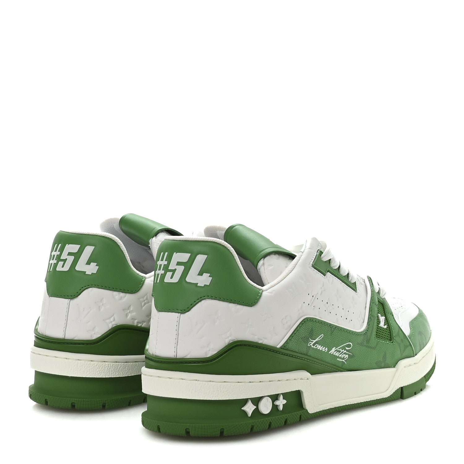 Calfskin Monogram Mens LV Trainer Sneakers 8.5 Green £¨ Direct shipment via from wholesalehk.shop