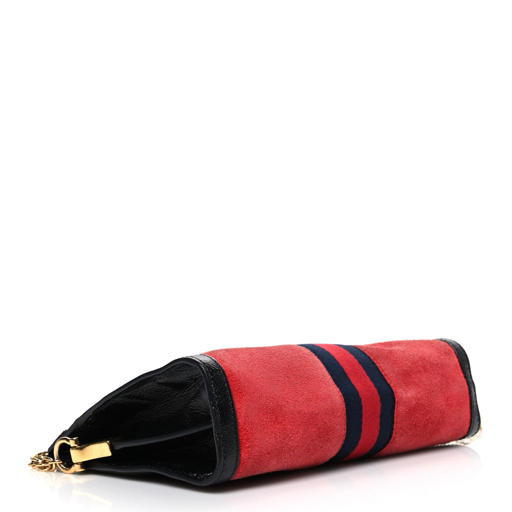 Suede Patent Web Small Ophidia Chain Shoulder Bag Hibiscus Red Black wholesalehk.shop