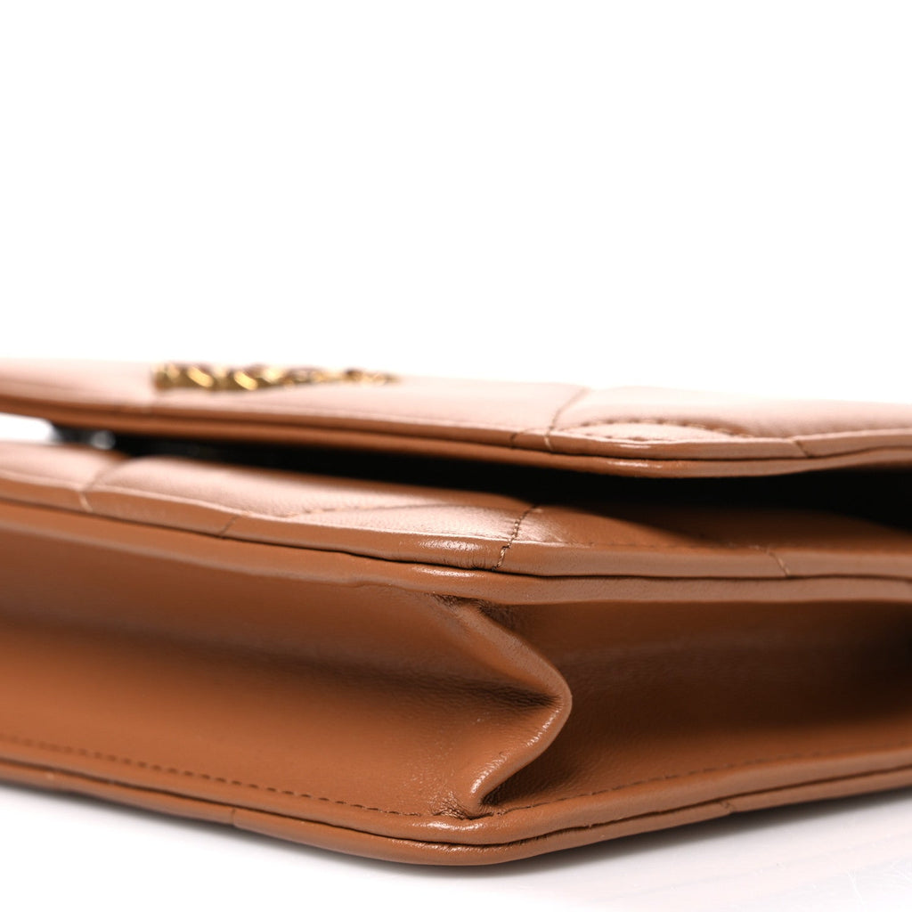 Lambskin Quilted Chanel 19 Wallet On Chain WOC Brown wholesalehk.shop