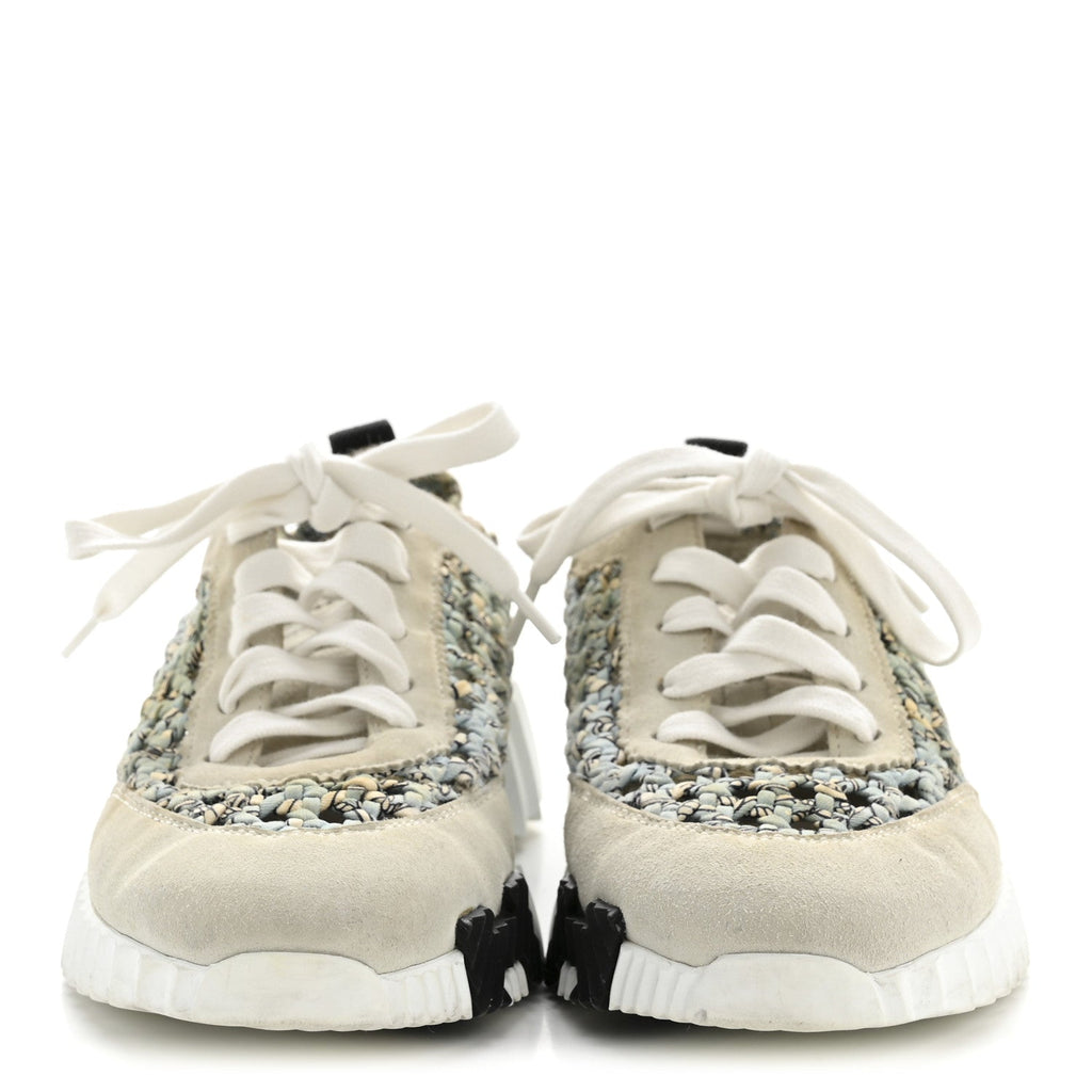 Braided Silk Suede Sneakers 35 Bleu Clair White wholesalehk.shop