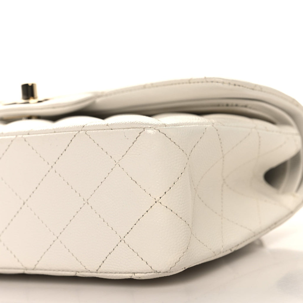 Caviar Quilted Small Double Flap White wholesalehk.shop