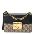 GG Supreme Monogram Calfskin Small Padlock Shoulder Bag Beige Black Cuir £¨ Direct shipment via from wholesalehk.shop