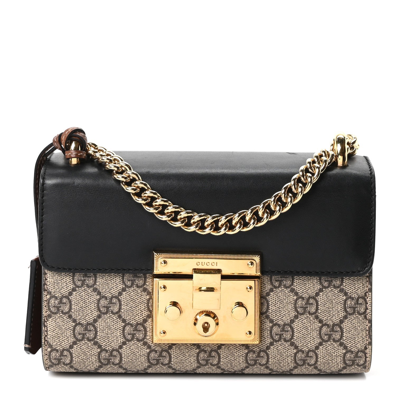 GG Supreme Monogram Calfskin Small Padlock Shoulder Bag Beige Black Cuir £¨ Direct shipment via from wholesalehk.shop