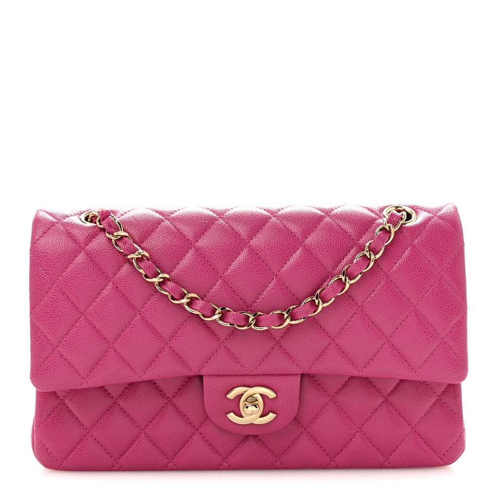 Caviar Quilted Medium Double Flap Purple wholesalehk.shop