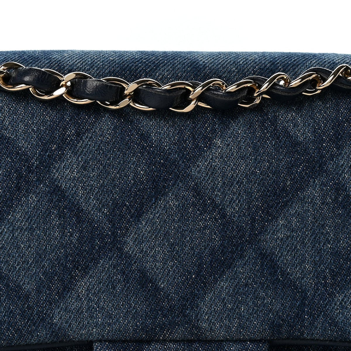Printed Denim Quilted Medium Double Flap Light Blue wholesalehk.shop
