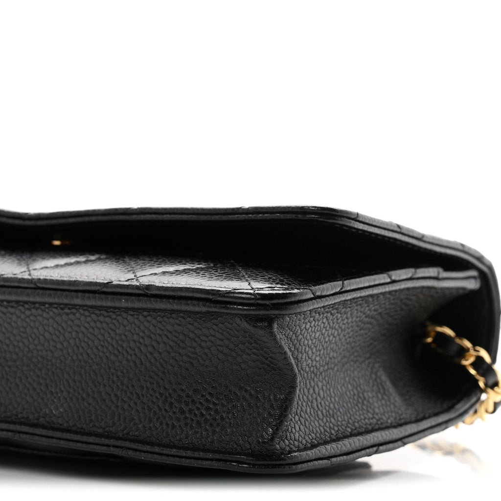 Caviar Quilted Wallet on Chain WOC Black wholesalehk.shop