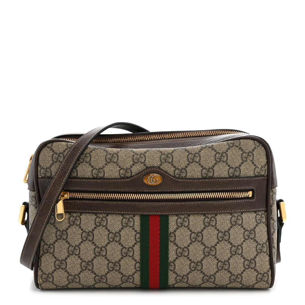 GG Supreme Monogram Web Small Ophidia Shoulder Bag Brown wholesalehk.shop