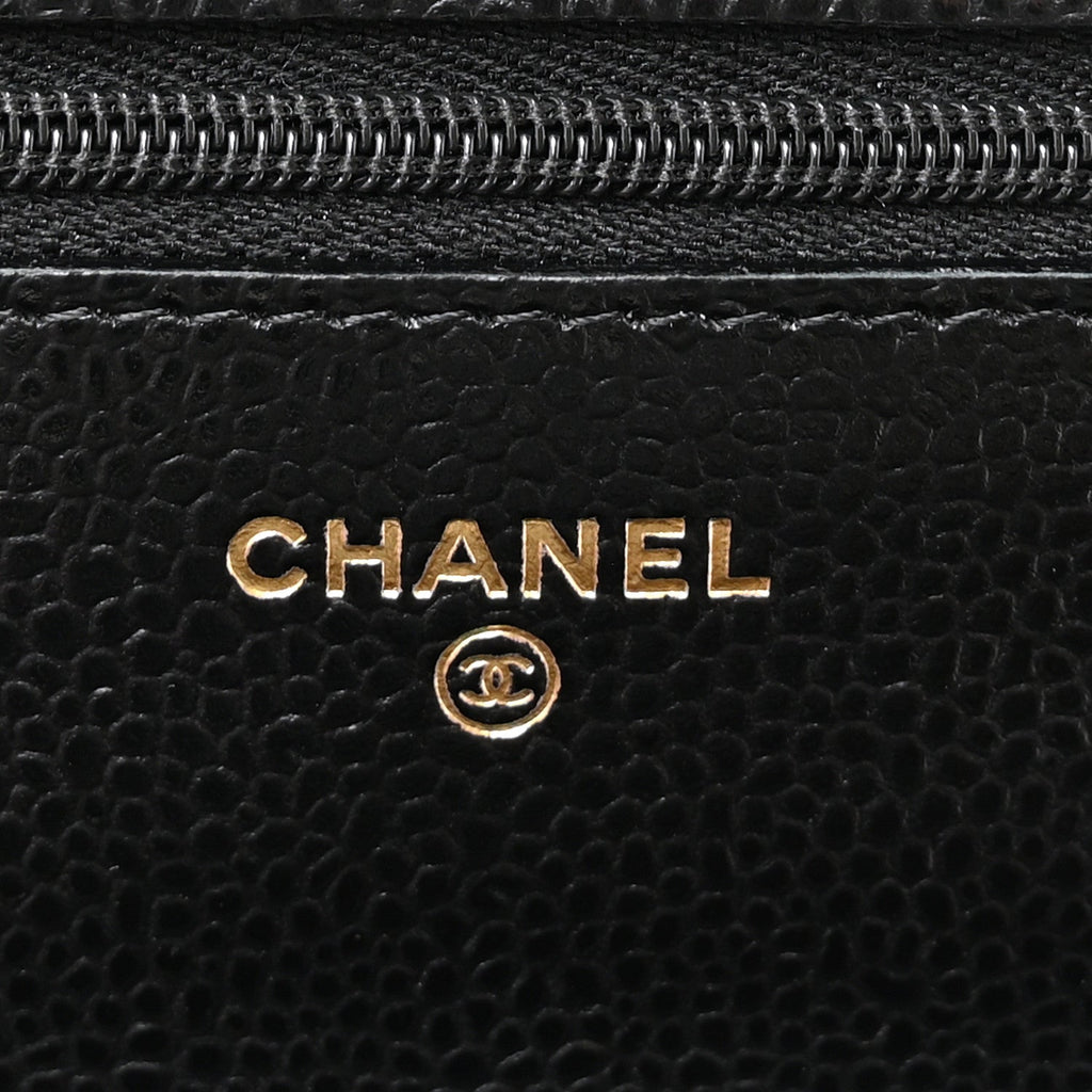 Caviar Quilted CC Turnlock Wallet On Chain WOC Black wholesalehk.shop