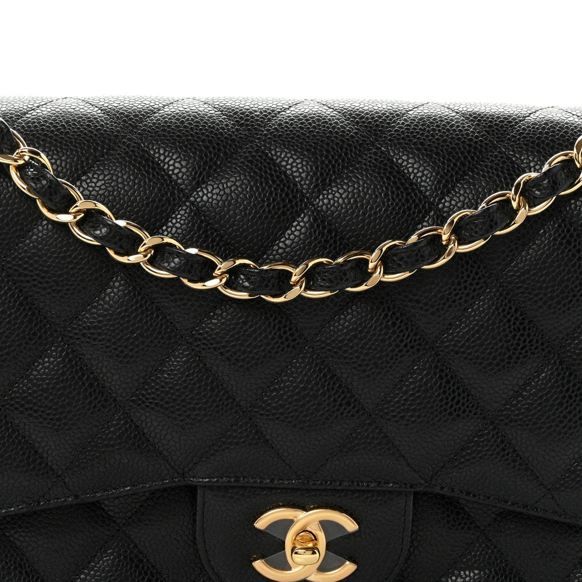 Caviar Quilted Jumbo Double Flap Black wholesalehk.shop