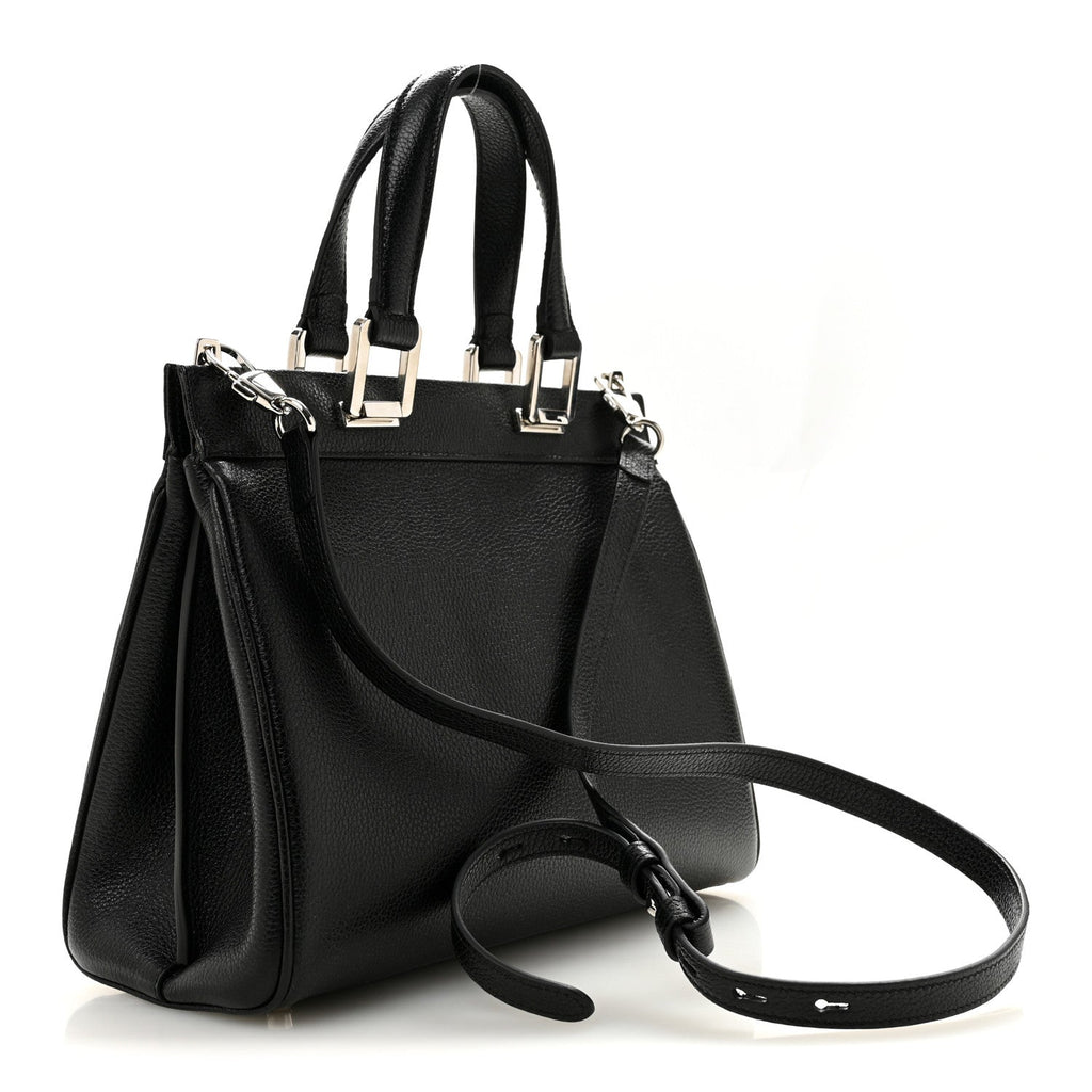 Grainy Calfskin Small Zumi Top Handle Bag Black wholesalehk.shop