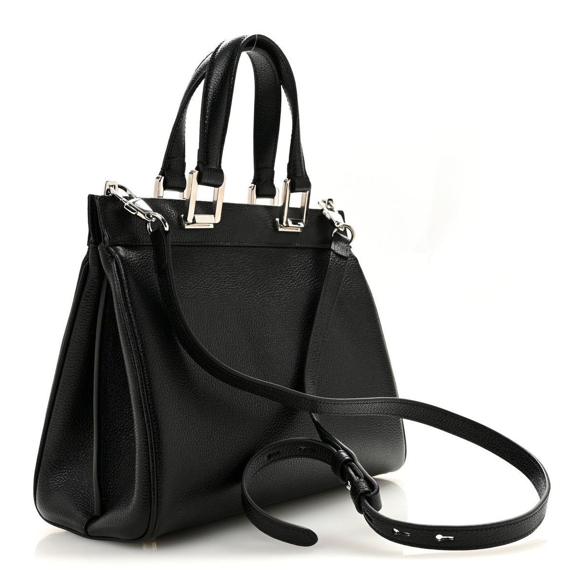Grainy Calfskin Small Zumi Top Handle Bag Black wholesalehk.shop