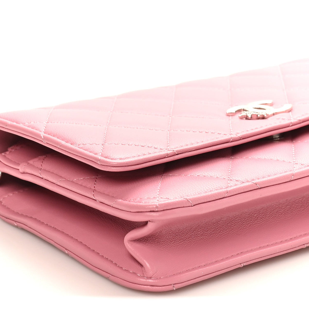 Lambskin Quilted Crystal Star Wallet On Chain WOC Pink wholesalehk.shop