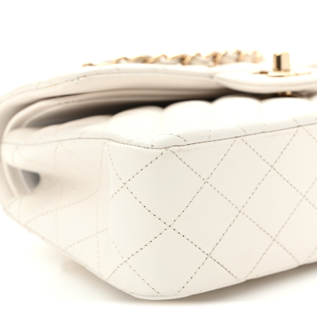 Caviar Quilted Small Double Flap White wholesalehk.shop