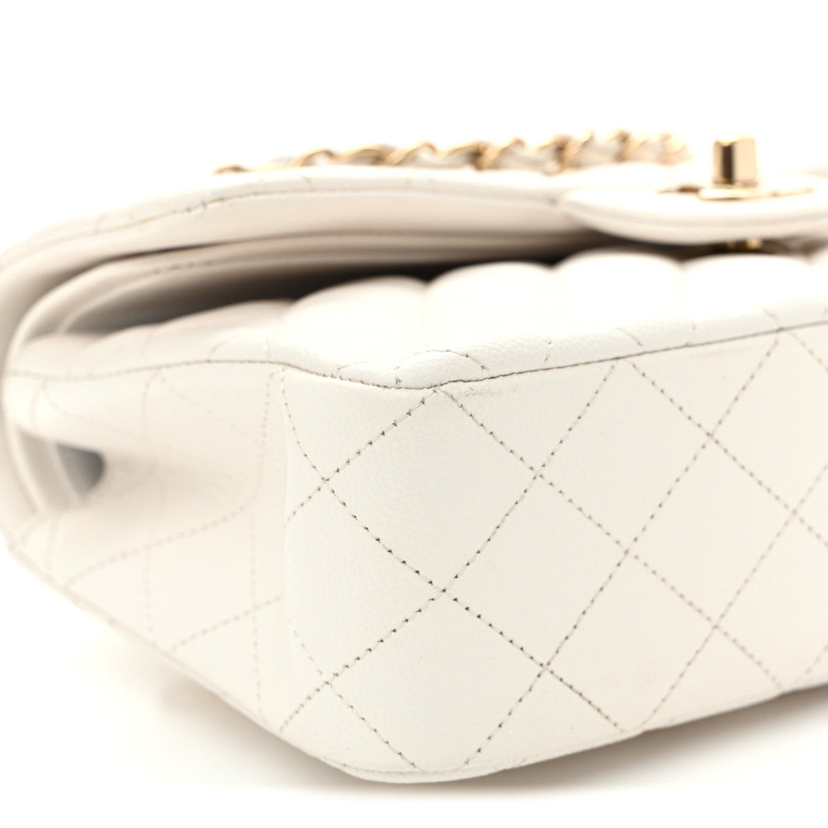 Caviar Quilted Small Double Flap White wholesalehk.shop