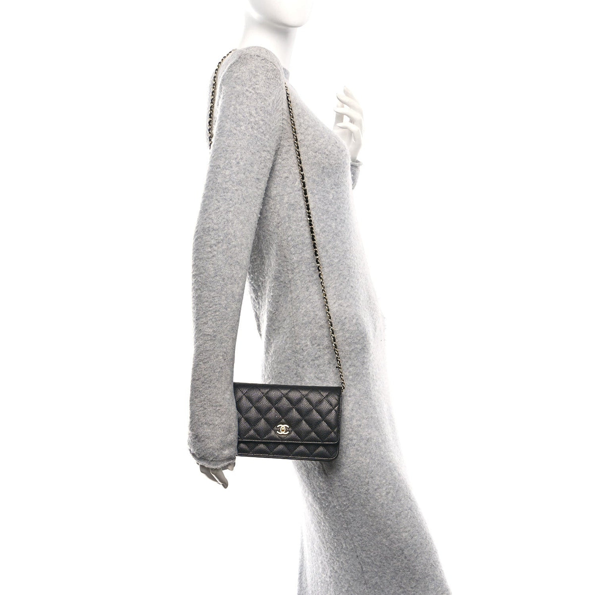 Caviar Quilted CC Turnlock Wallet On Chain WOC Black wholesalehk.shop