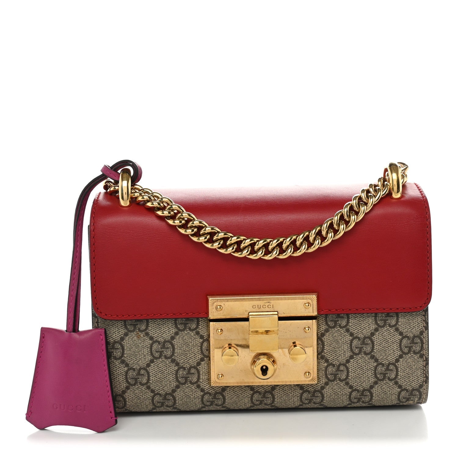 GG Supreme Monogram Calfskin Small Padlock Shoulder Bag Beige Hibiscus Red New Rosette £¨ Direct shipment via from wholesalehk.shop