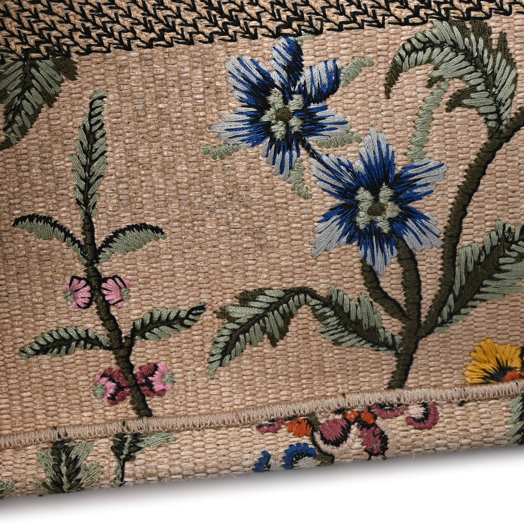 Raffia Embroidered Petites Fleurs Medium Book Tote Natural £¨ Direct shipment via from wholesalehk.shop