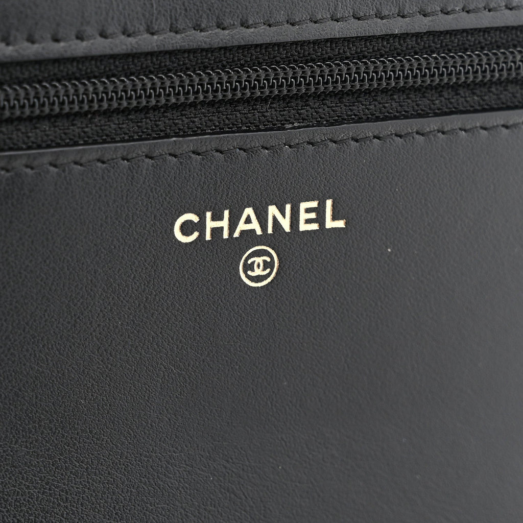 Caviar Quilted Boy Wallet On Chain WOC Black wholesalehk.shop