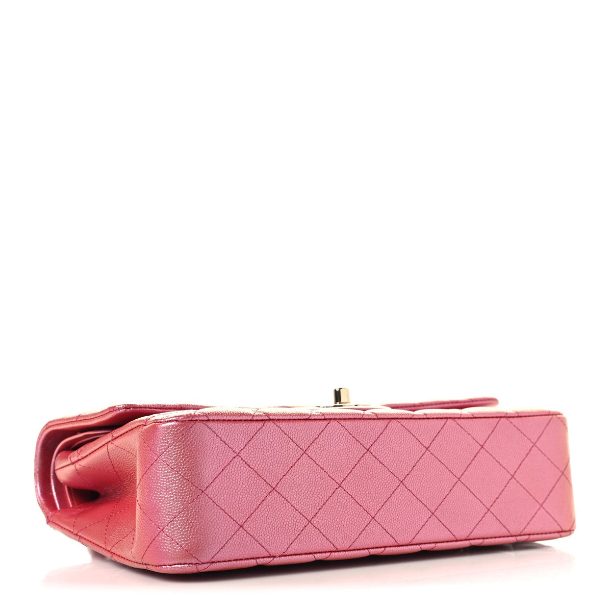 Iridescent Caviar Quilted Medium Double Flap Dark Pink wholesalehk.shop