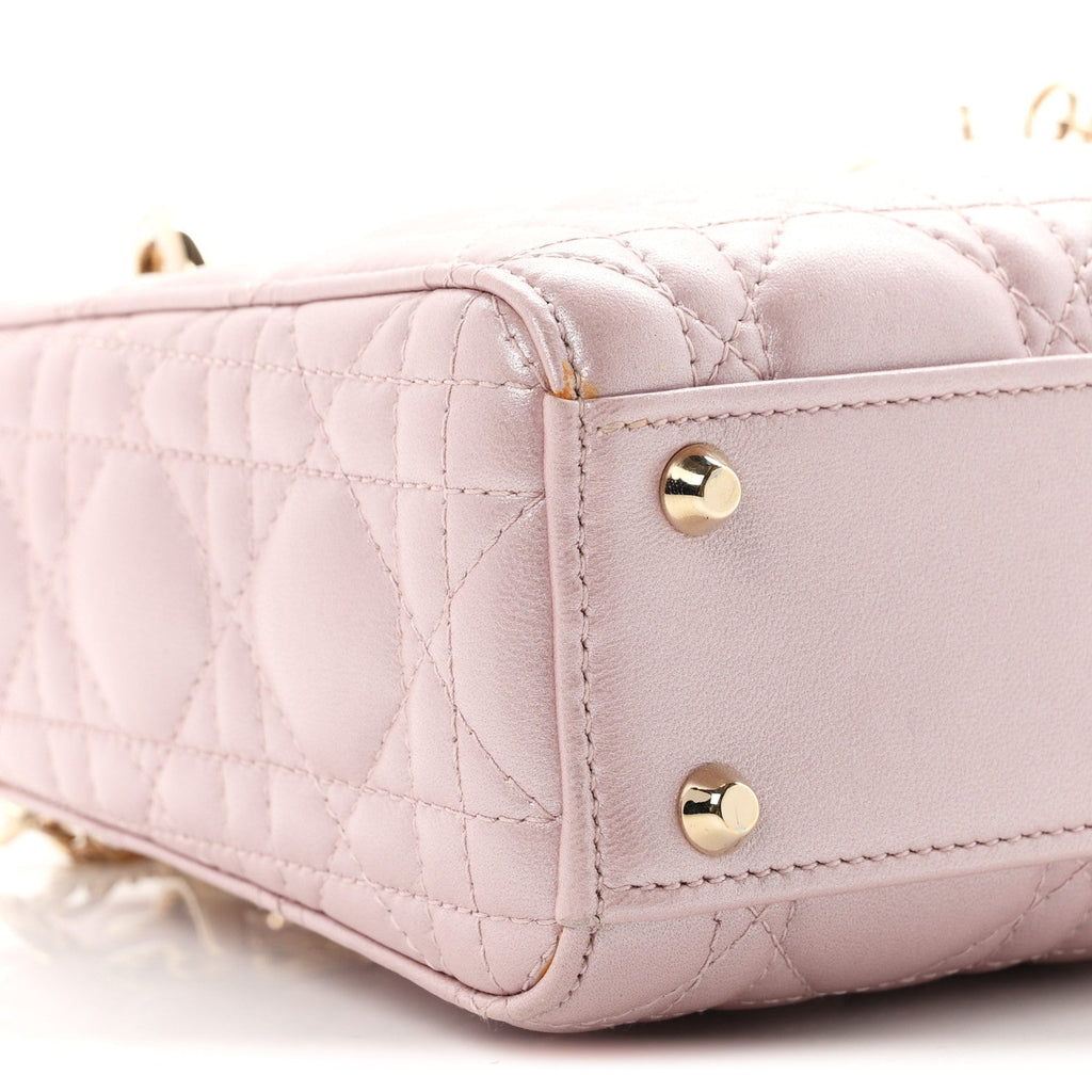 Metallic Lambskin Cannage Mini Lady Dior  Lotus wholesalehk.shop