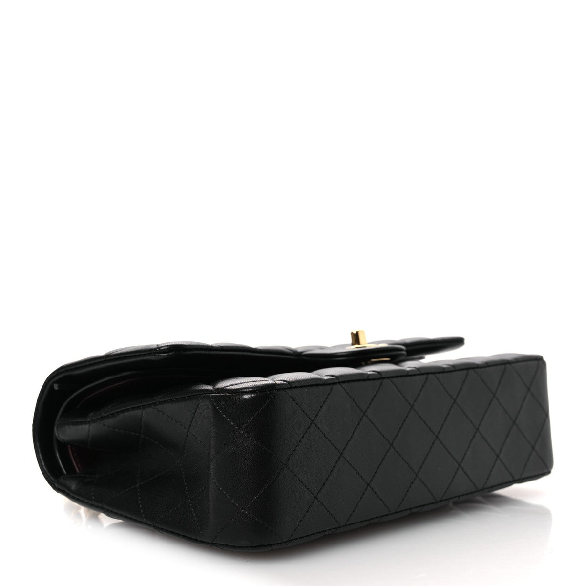 Lambskin Quilted Medium Double Flap Black wholesalehk.shop
