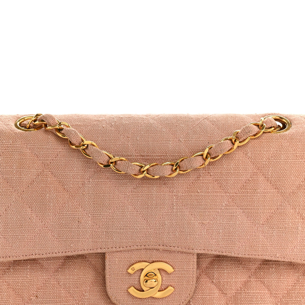 Canvas Quilted Small Double Flap Light Pink wholesalehk.shop