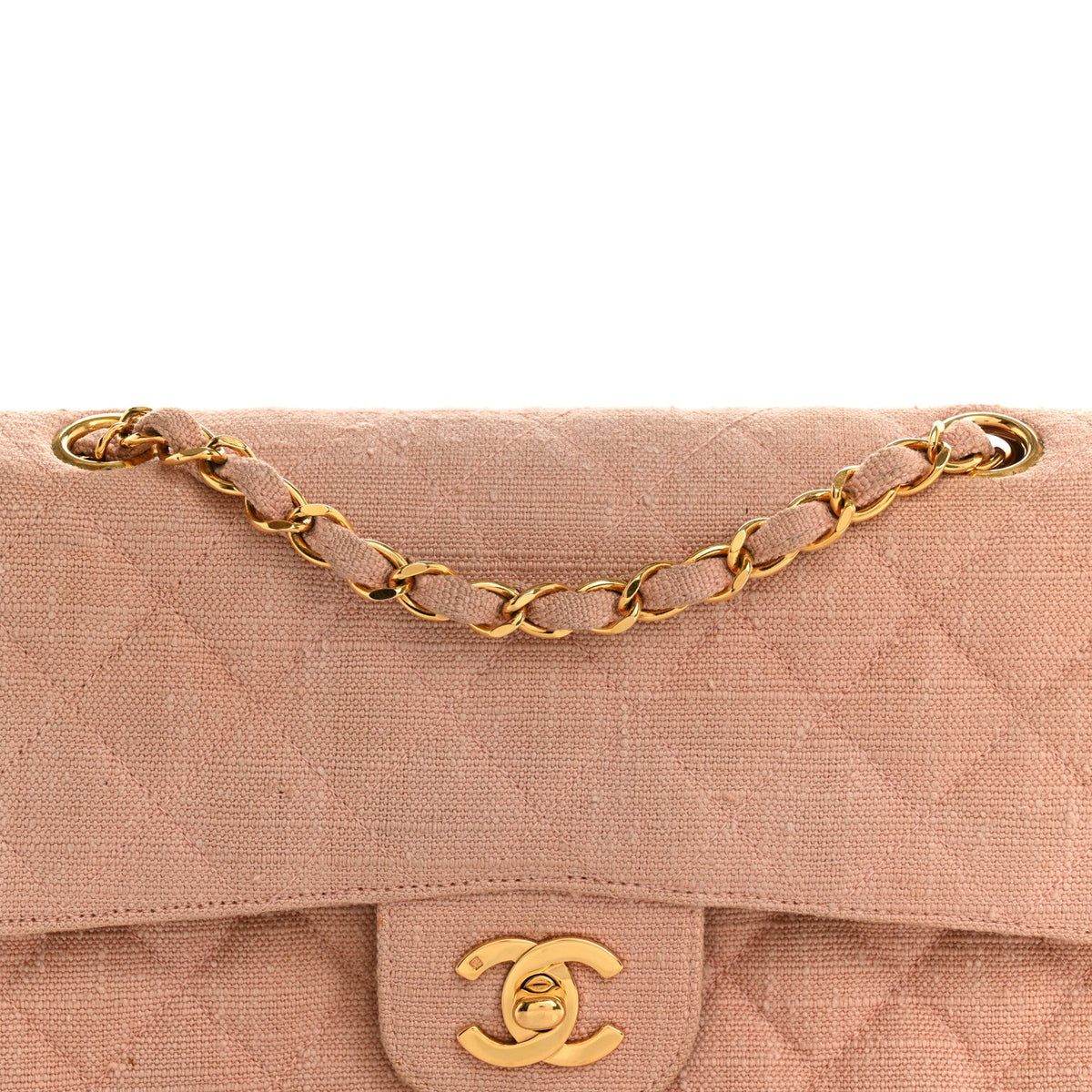 Canvas Quilted Small Double Flap Light Pink wholesalehk.shop