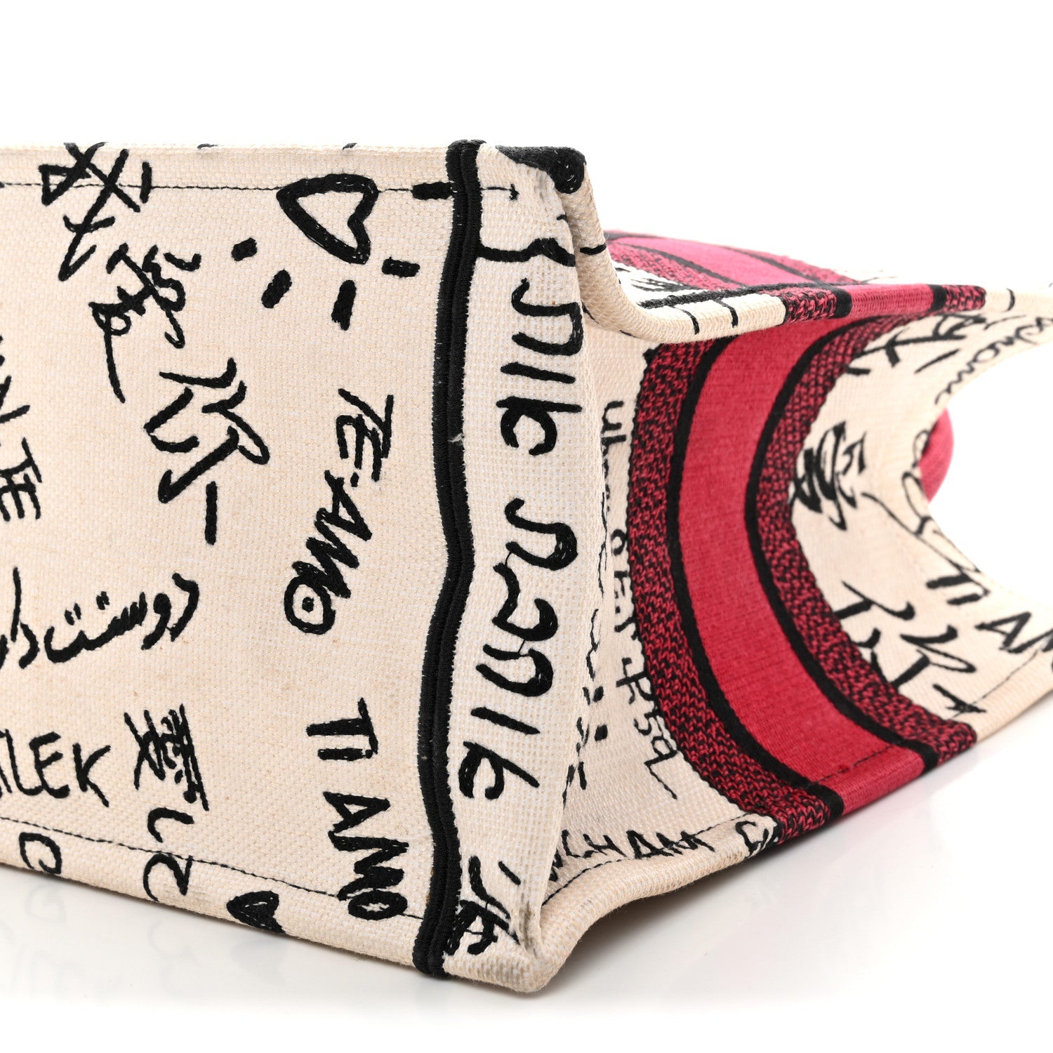 Canvas Embroidered Medium Dioramour Graffiti Book Tote Latte Multicolor £¨ Direct shipment via from wholesalehk.shop