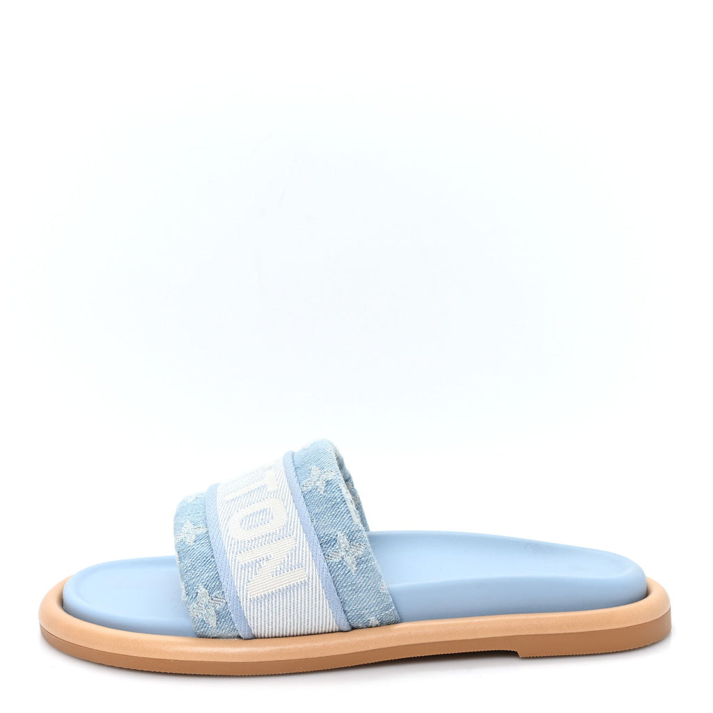 Monogram Denim LV Bliss Womens Comfort Mules 39 Turquoise £¨ Direct shipment via from wholesalehk.shop