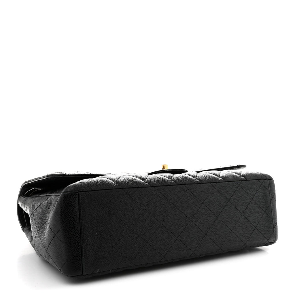 Caviar Quilted Maxi Double Flap Black wholesalehk.shop