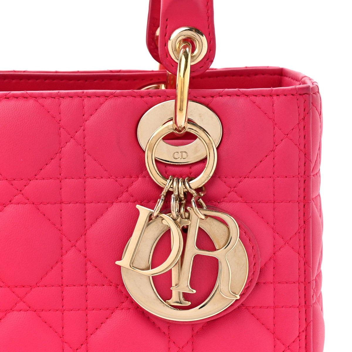 Lambskin Cannage Medium Lady Dior Fuchsia wholesalehk.shop