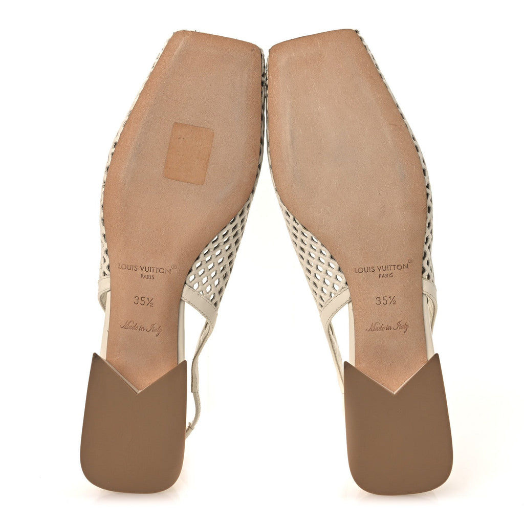 Calfskin Perforated Shake Slingback Pumps 35.5 Creme Beige £¨ Direct shipment via from wholesalehk.shop
