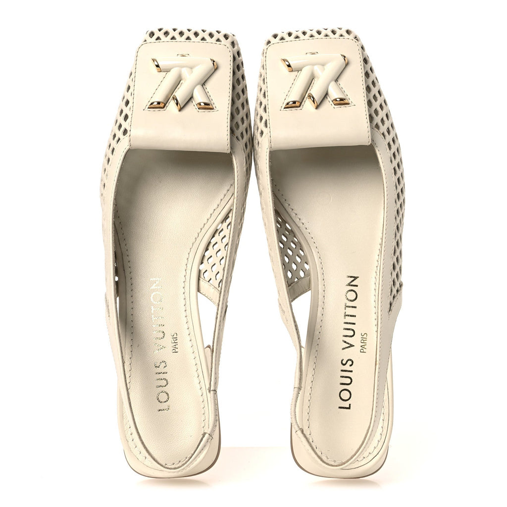 Calfskin Perforated Shake Slingback Pumps 35.5 Creme Beige £¨ Direct shipment via from wholesalehk.shop