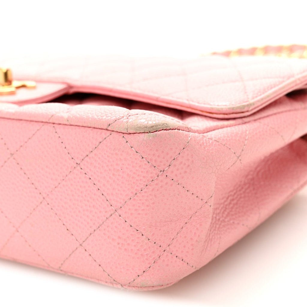 Caviar Quilted Medium Double Flap Light Pink wholesalehk.shop