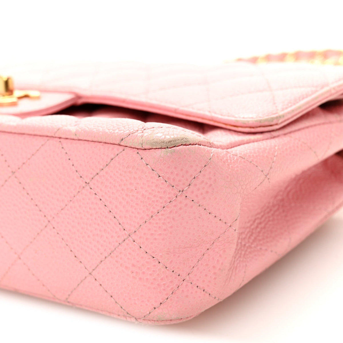 Caviar Quilted Medium Double Flap Light Pink wholesalehk.shop