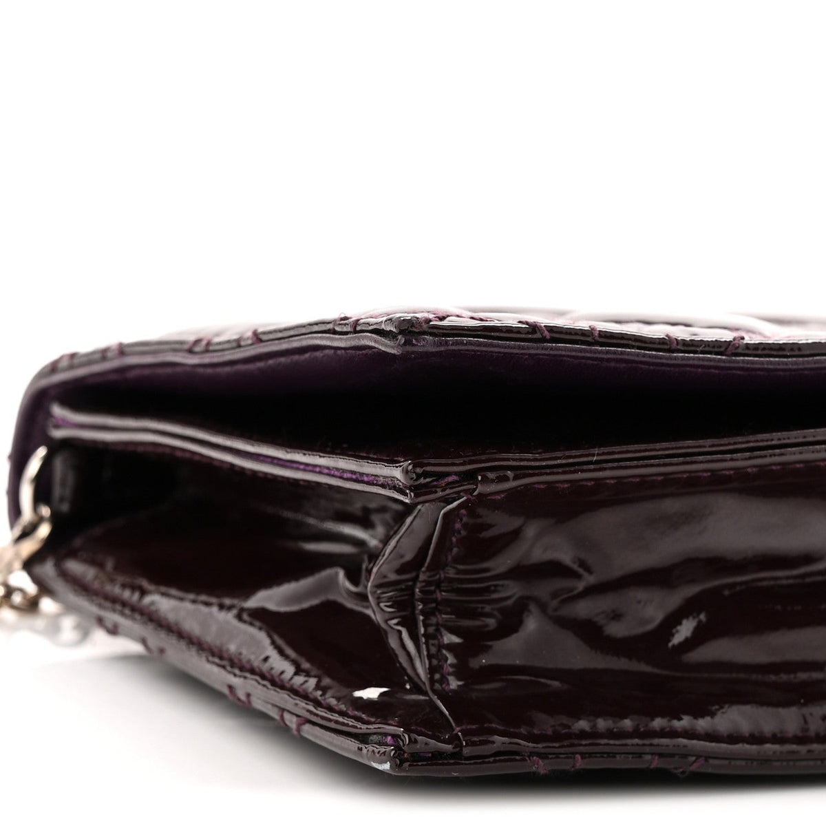 Patent Cannage Lady Dior Chain Wallet Purple wholesalehk.shop