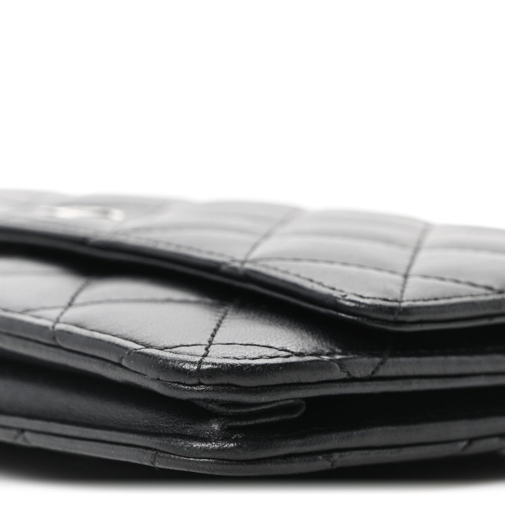 Lambskin Quilted Wallet On Chain WOC Black wholesalehk.shop