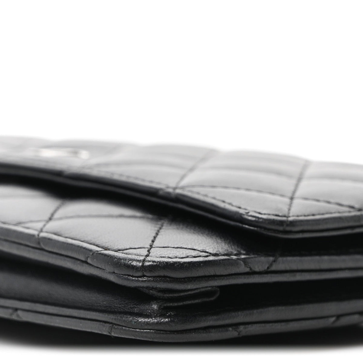 Lambskin Quilted Wallet On Chain WOC Black wholesalehk.shop