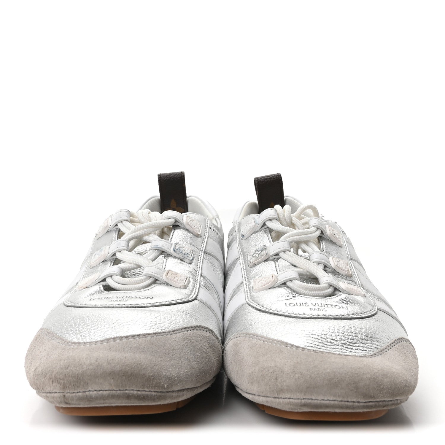 Metallic Grained Calfskin Womens LV Sneakerina 38 Silver £¨ Direct shipment via from wholesalehk.shop