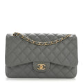 Caviar Quilted Jumbo Double Flap Grey wholesalehk.shop