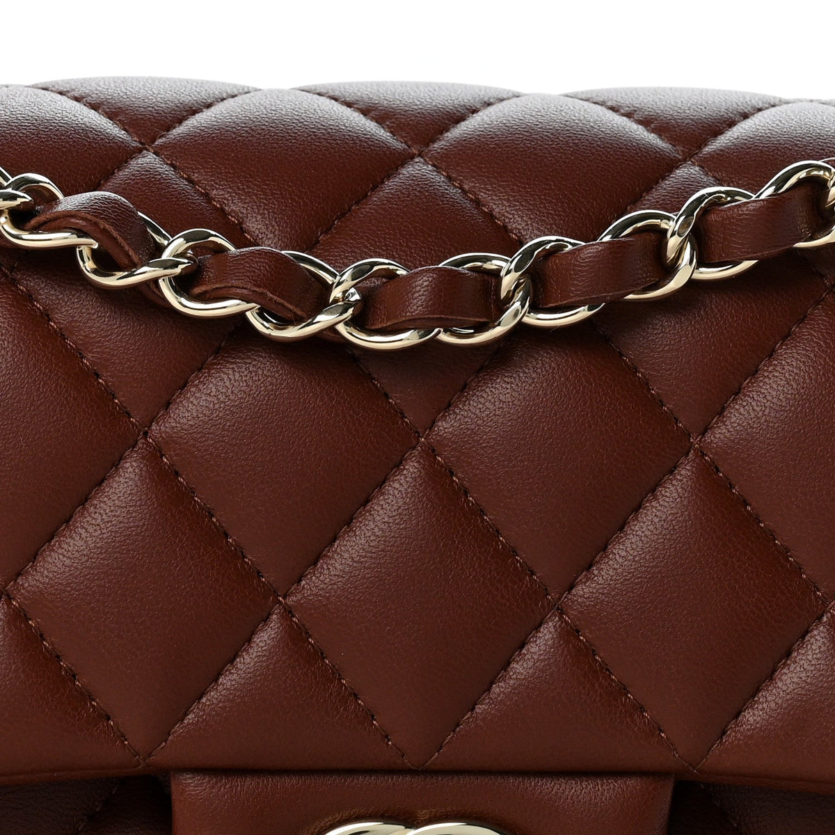 Lambskin Quilted Small Double Flap Dark Brown wholesalehk.shop