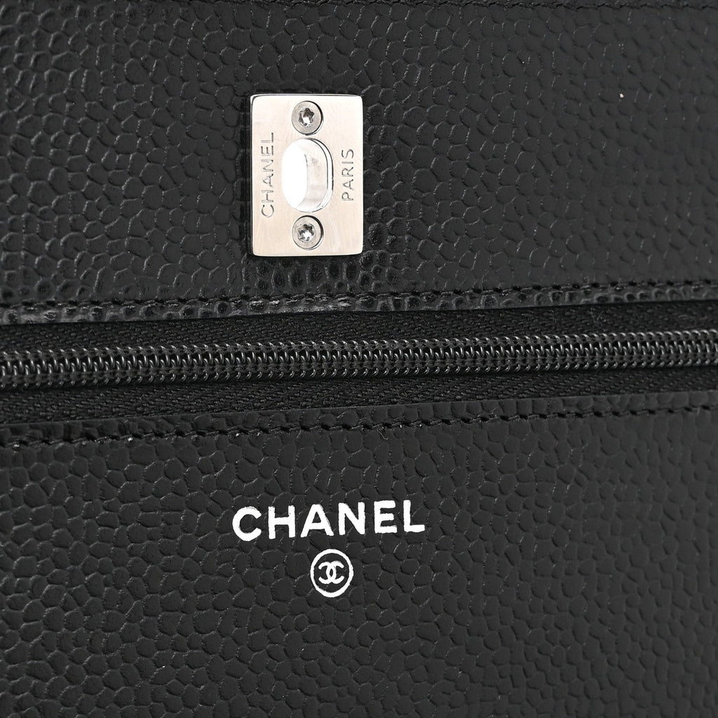 Caviar Quilted CC Turnlock Wallet On Chain WOC Black wholesalehk.shop