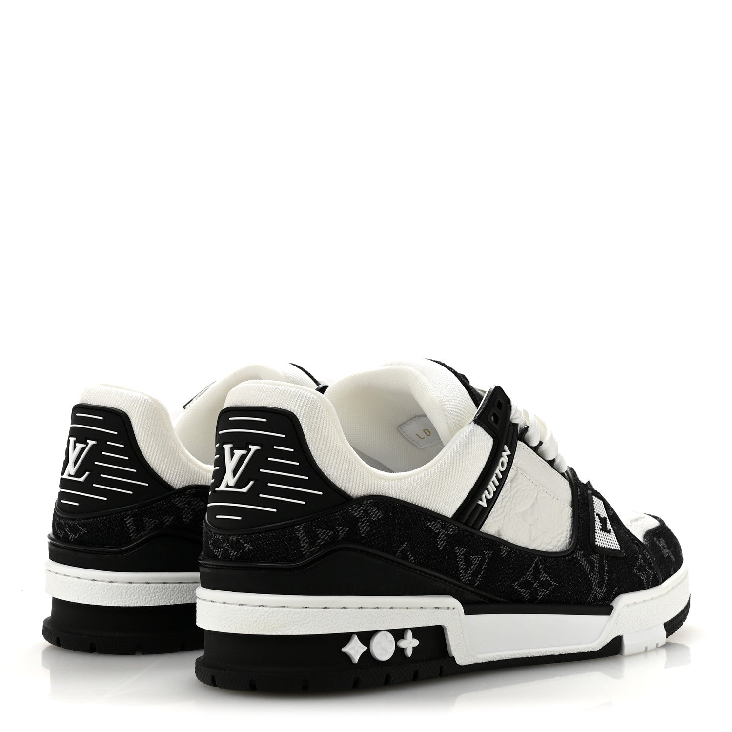 Calfskin Embossed Monogram Denim Womens LV Trainer Sneakers 41 Black 41 Black £¨ Direct shipment via from wholesalehk.shop