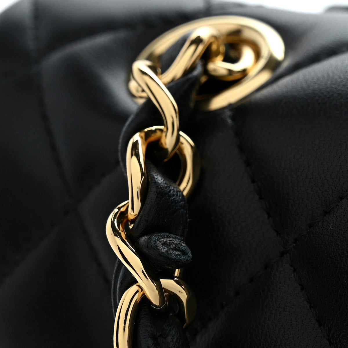 Lambskin Quilted Medium Double Flap Black wholesalehk.shop
