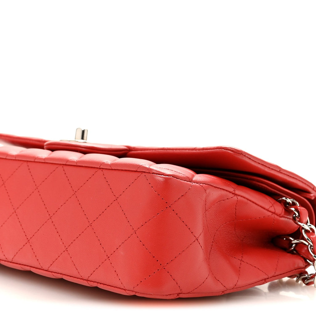 Lambskin Quilted Medium Double Flap Red wholesalehk.shop