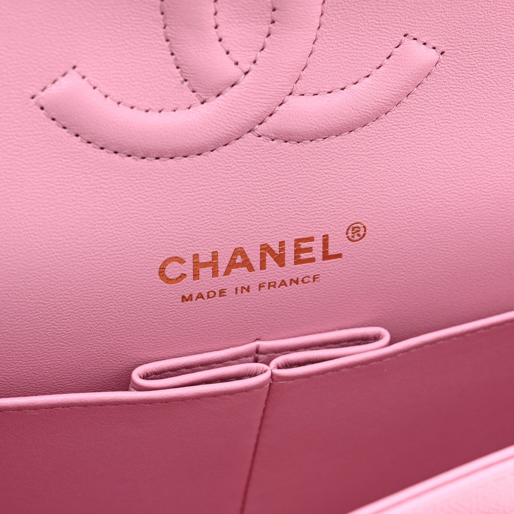 Caviar Quilted Medium Double Flap Light Pink wholesalehk.shop