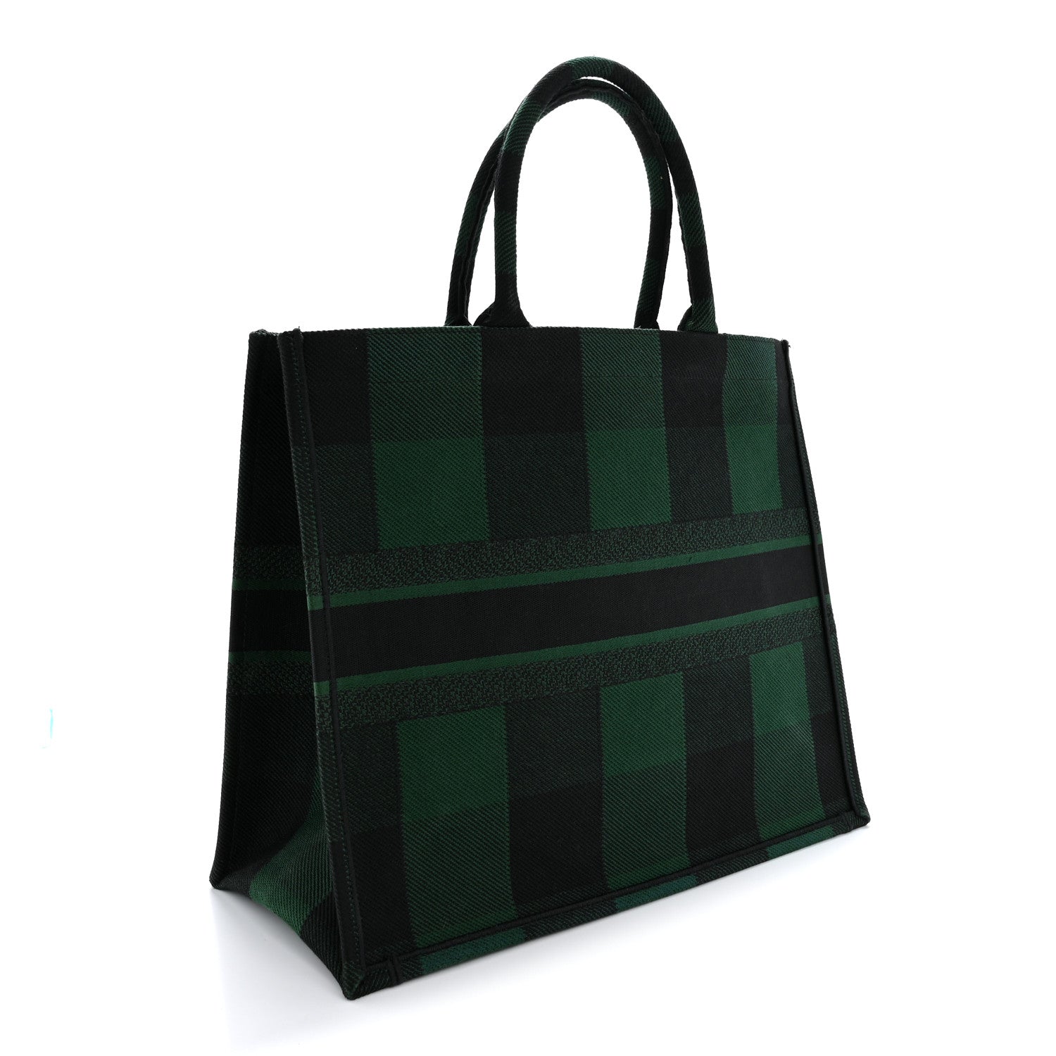 Canvas Embroidered Checkered Book Tote Black Green £¨ Direct shipment via from wholesalehk.shop