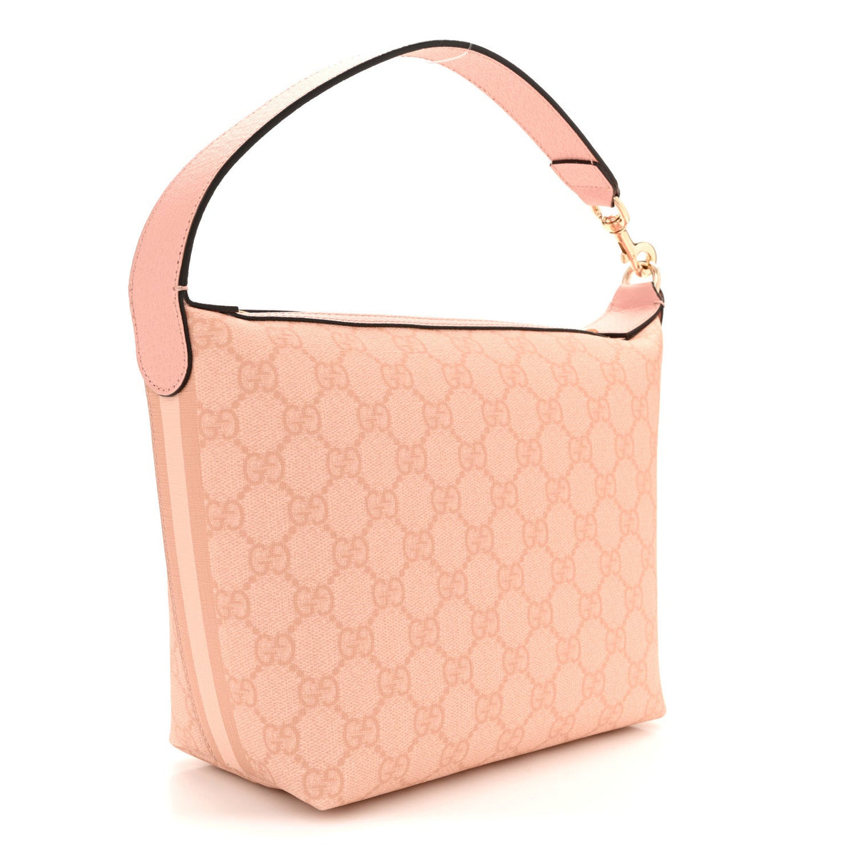 GG Supreme Monogram Textured Calfskin Web Super Mini Ophidia Shoulder Bag Pink wholesalehk.shop