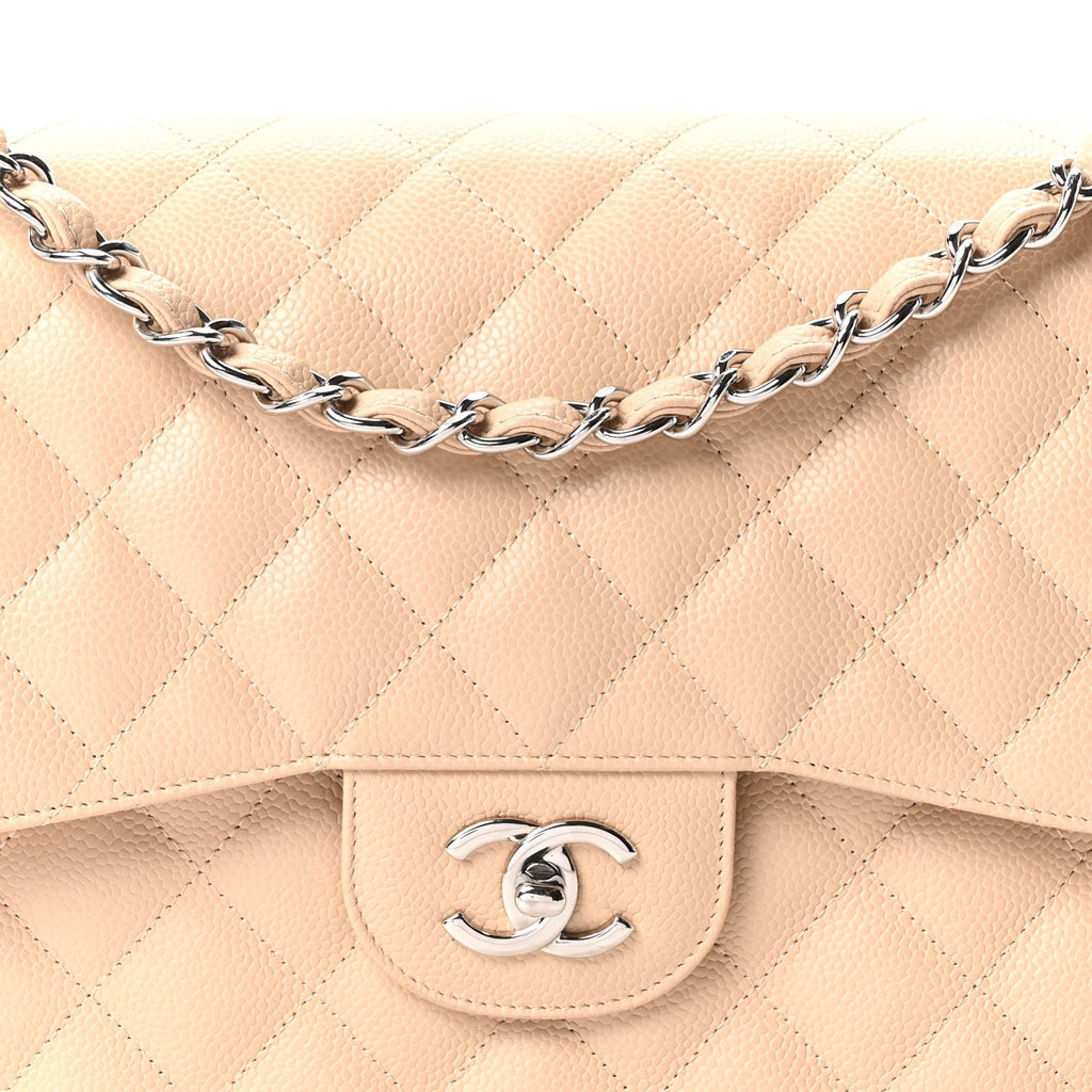 Caviar Quilted Jumbo Double Flap Beige Clair wholesalehk.shop