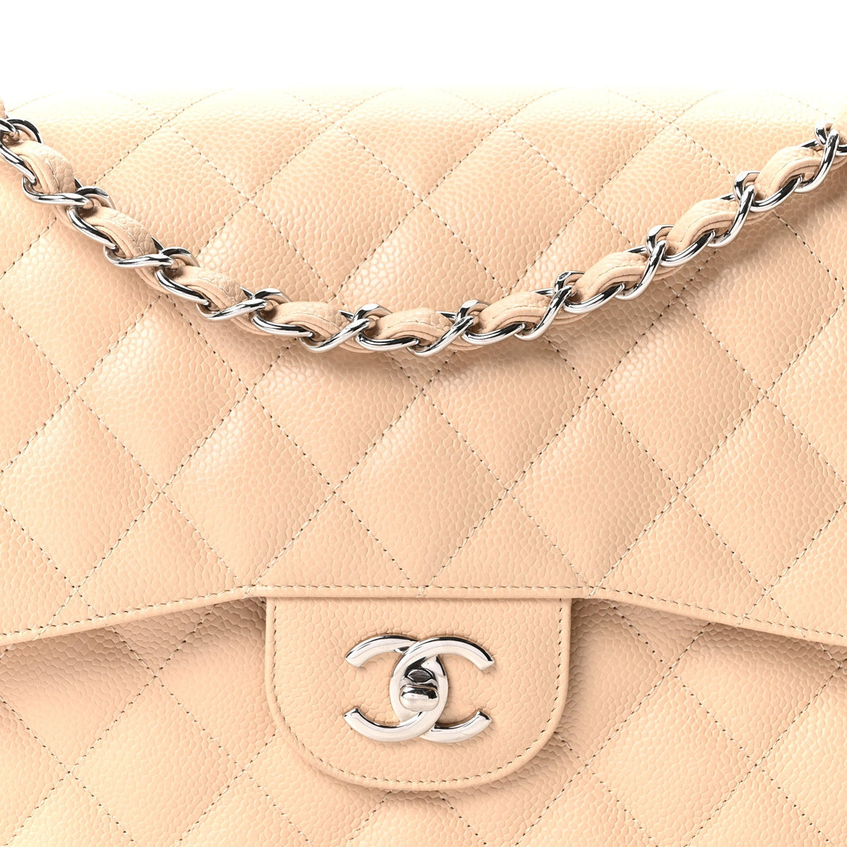 Caviar Quilted Jumbo Double Flap Beige Clair wholesalehk.shop